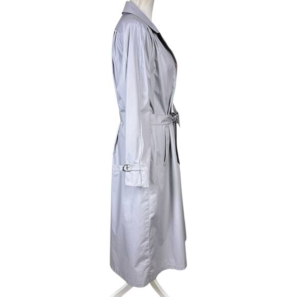 London Fog Maincoats Women Sze 14 Bluish Gray Belted Weather Classic Trench Coat - Picture 4 of 12